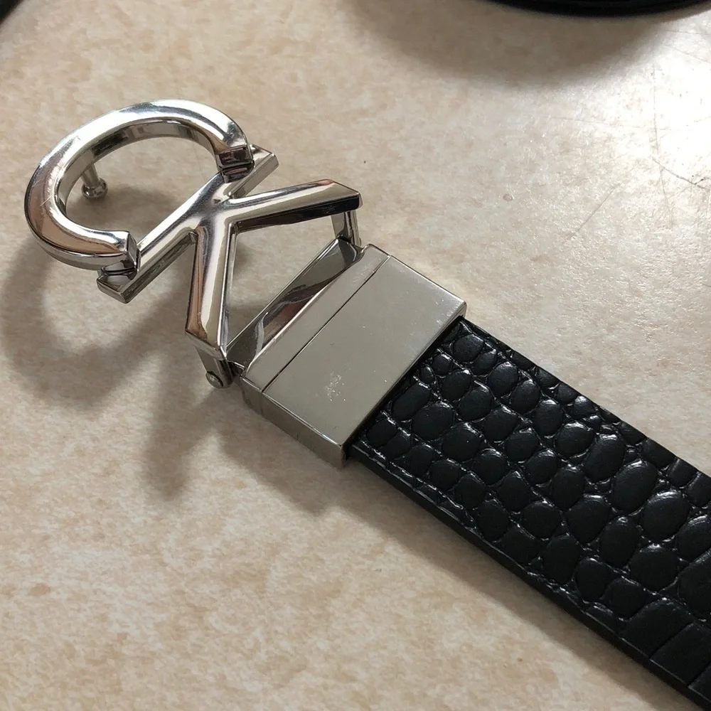 Calvin Klein double side  Belt with Silver CK Buckle